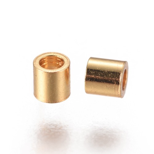 ZACR32 Zaciski rurki końcówki do sznurków rzemieni stal nierdzewna 2x2mm 10szt złote