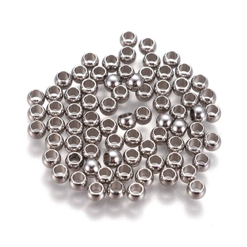 kpm50 Koraliki kuleczki przekładki 3x2mm 20szt stal nierdzewna