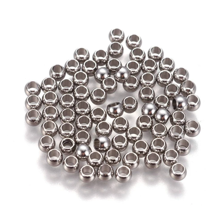 kpm50 Koraliki kuleczki przekładki 3x2mm 20szt stal nierdzewna