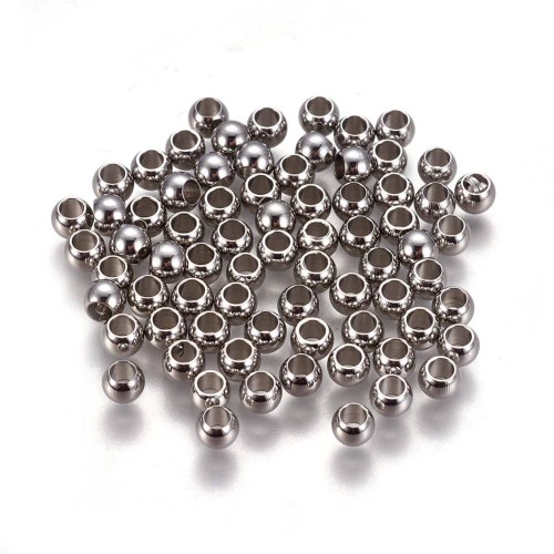 kpm51 Koraliki kuleczki przekładki 4x3mm 20szt stal nierdzewna