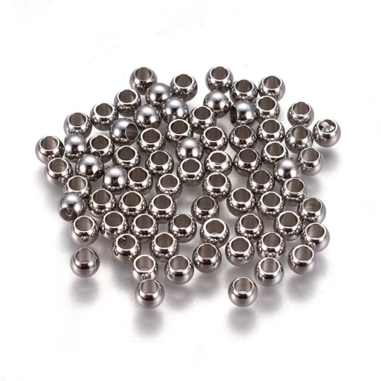 kpm51 Koraliki kuleczki przekładki 4x3mm 20szt stal nierdzewna