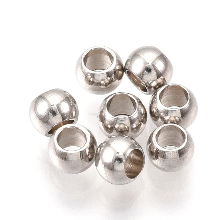 kpm52 Koraliki kuleczki przekładki 4x3mm 10szt stal nierdzewna