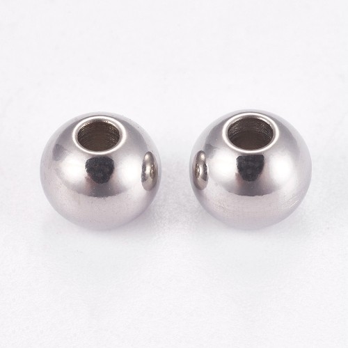 kpm53 Koraliki kuleczki przekładki 4x3mm 5szt stal nierdzewna