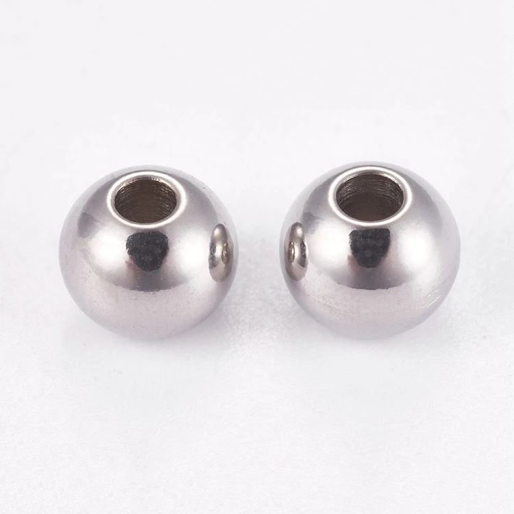 kpm53 Koraliki kuleczki przekładki 4x3mm 5szt stal nierdzewna