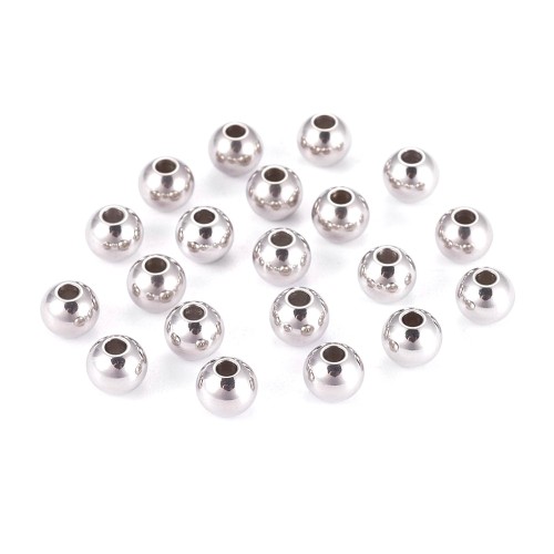 kpm53 Koraliki kuleczki przekładki 4x3mm 5szt stal nierdzewna