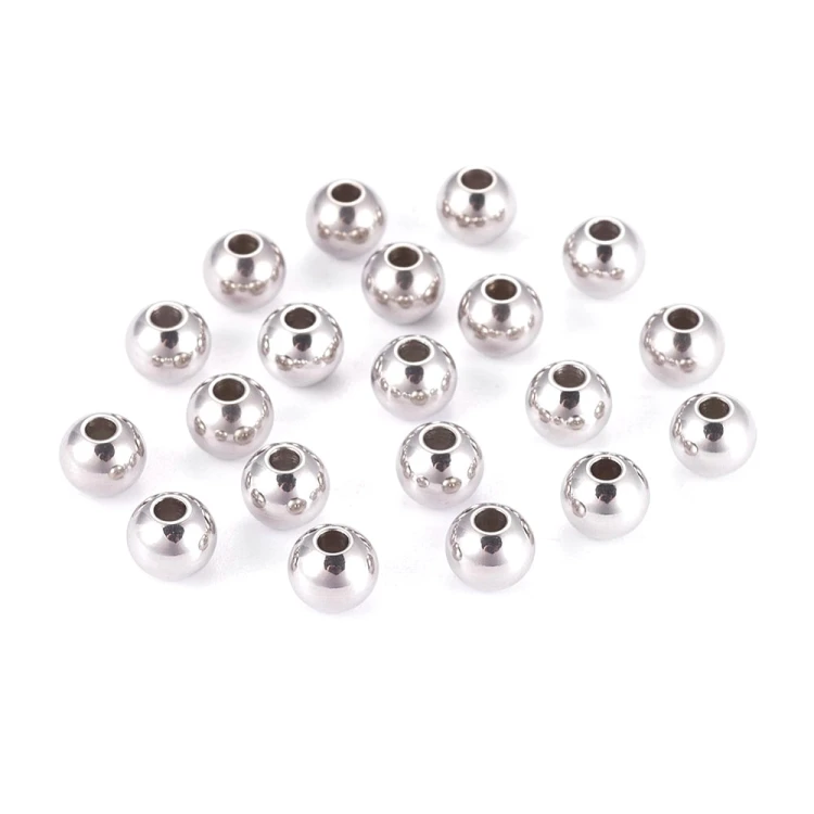 kpm53 Koraliki kuleczki przekładki 4x3mm 5szt stal nierdzewna