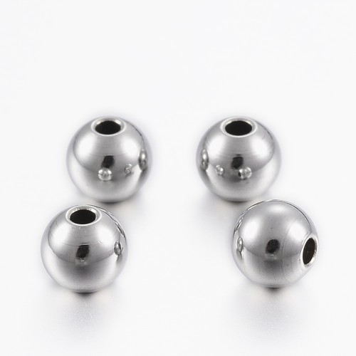 kpm54 Koraliki kuleczki przekładki 5x4mm 5szt stal nierdzewna