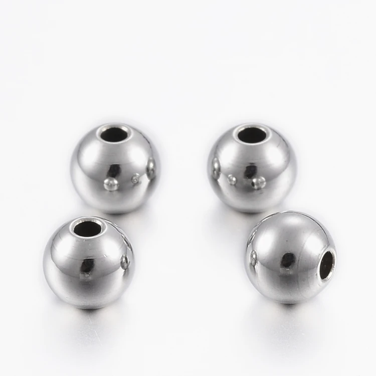 kpm54 Koraliki kuleczki przekładki 5x4mm 5szt stal nierdzewna