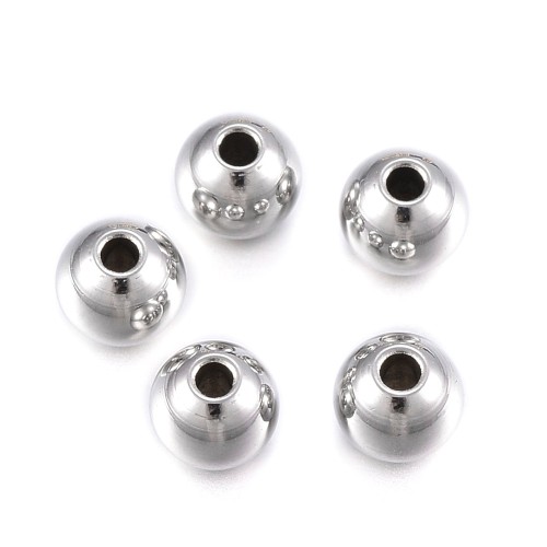 kpm54 Koraliki kuleczki przekładki 5x4mm 5szt stal nierdzewna