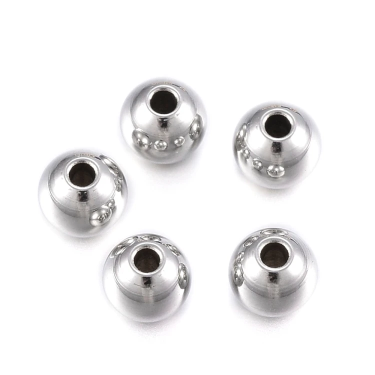 kpm54 Koraliki kuleczki przekładki 5x4mm 5szt stal nierdzewna