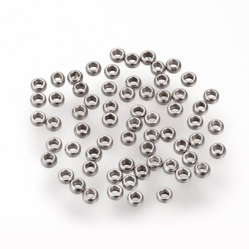 kpm55 Koraliki kuleczki przekładki 1,5x0,9mm 20szt stal nierdzewna