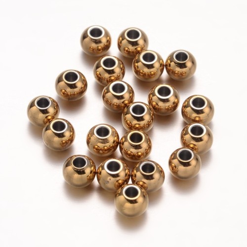 kpm56 Koraliki kuleczki przekładki 6x5mm 5szt stal nierdzewna IP