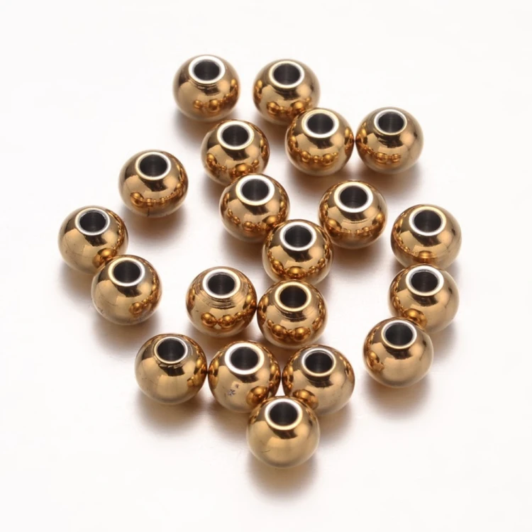 kpm56 Koraliki kuleczki przekładki 6x5mm 5szt stal nierdzewna IP