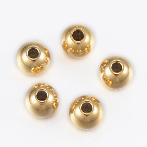 kpm57 Koraliki kuleczki przekładki 5x4,5mm 5szt stal nierdzewna IP złote