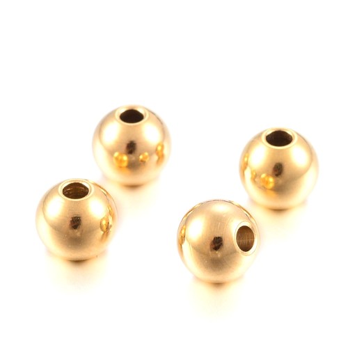 kpm57 Koraliki kuleczki przekładki 5x4,5mm 5szt stal nierdzewna IP złote