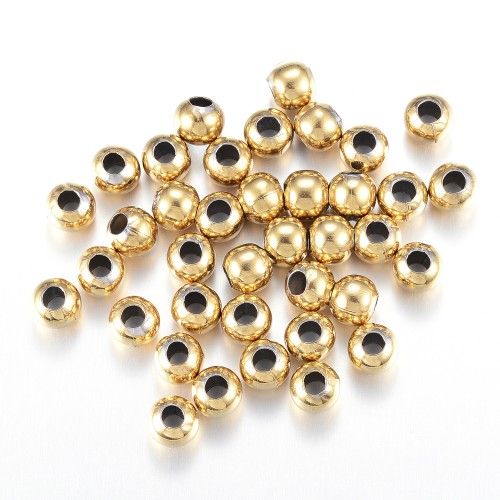 kpm59 Koraliki kuleczki przekładki 4x3,5mm 10szt stal nierdzewna IP złote 18K