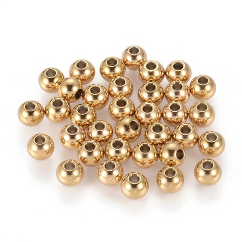 kpm62 Koraliki kuleczki przekładki 4x3,3mm 5szt stal nierdzewna IP złote 18K