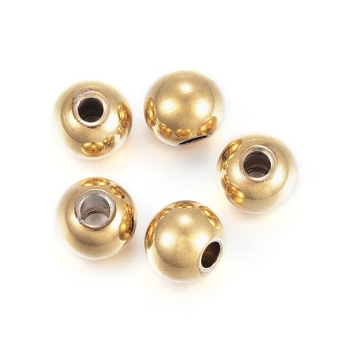 kpm63 Koraliki kuleczki przekładki 3x2mm 5szt stal nierdzewna IP złote 18K