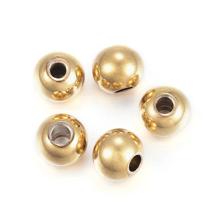 kpm63 Koraliki kuleczki przekładki 3x2mm 5szt stal nierdzewna IP złote 18K