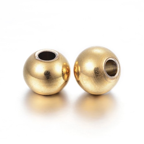 kpm63 Koraliki kuleczki przekładki 3x2mm 5szt stal nierdzewna IP złote 18K