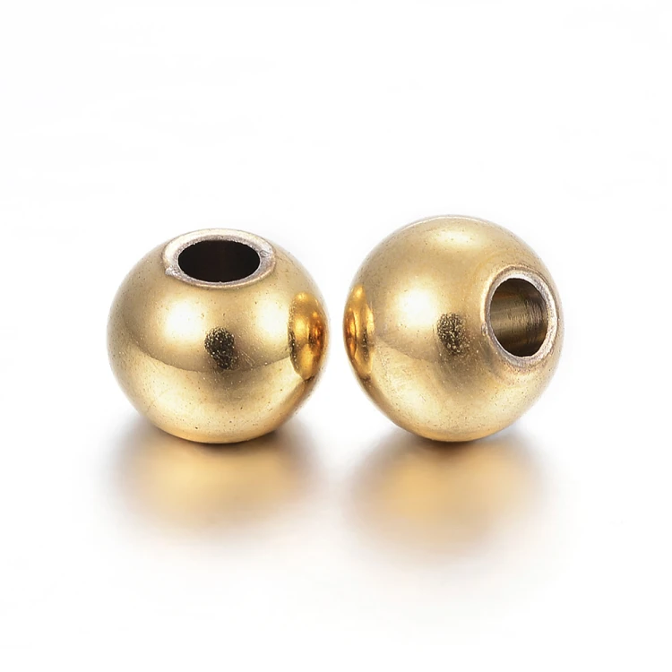 kpm63 Koraliki kuleczki przekładki 3x2mm 5szt stal nierdzewna IP złote 18K