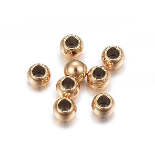 kpm64 Koraliki kuleczki przekładki 2,5x1,8mm 5szt stal nierdzewna IP złote