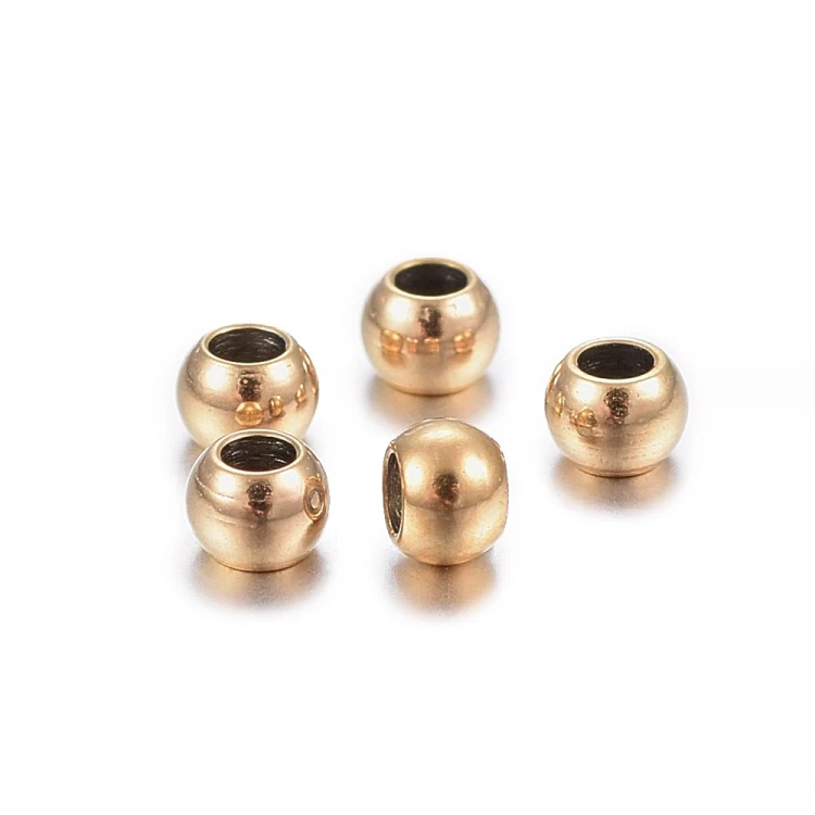 kpm64 Koraliki kuleczki przekładki 2,5x1,8mm 5szt stal nierdzewna IP złote