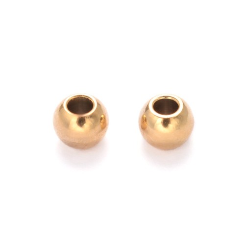 kpm65 Koraliki kuleczki przekładki 2x1,3mm 5szt stal nierdzewna IP złote