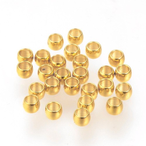 kpm66 Koraliki kuleczki przekładki 1,5x0,8mm 20szt stal nierdzewna złote 24K