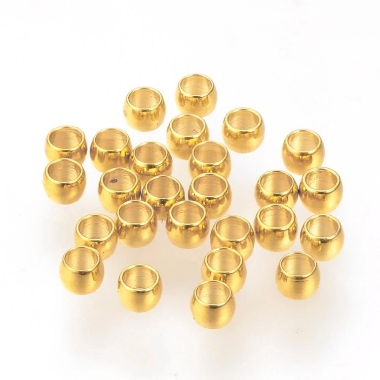 kpm66 Koraliki kuleczki przekładki 1,5x0,8mm 20szt stal nierdzewna złote 24K