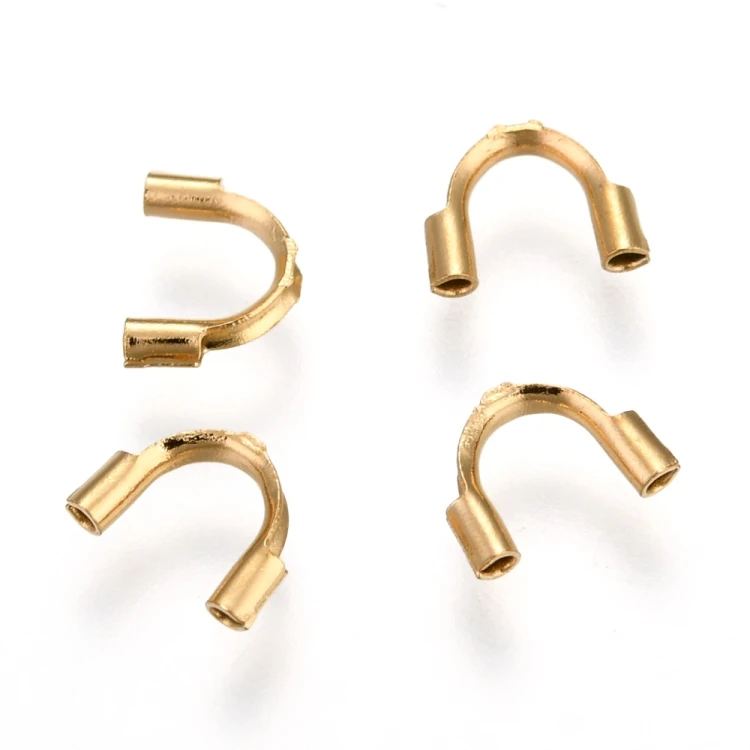 KRZ133 Zakończenia ochronne linki 0,7mm podkówki 6x4,5mm 5szt stal nierdzewna 316 chirurgiczna IP złote