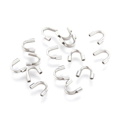 KRZ134 Zakończenia ochronne linki 0,7mm podkówki 6x4,5mm 5szt stal nierdzewna 316 chirurgiczna