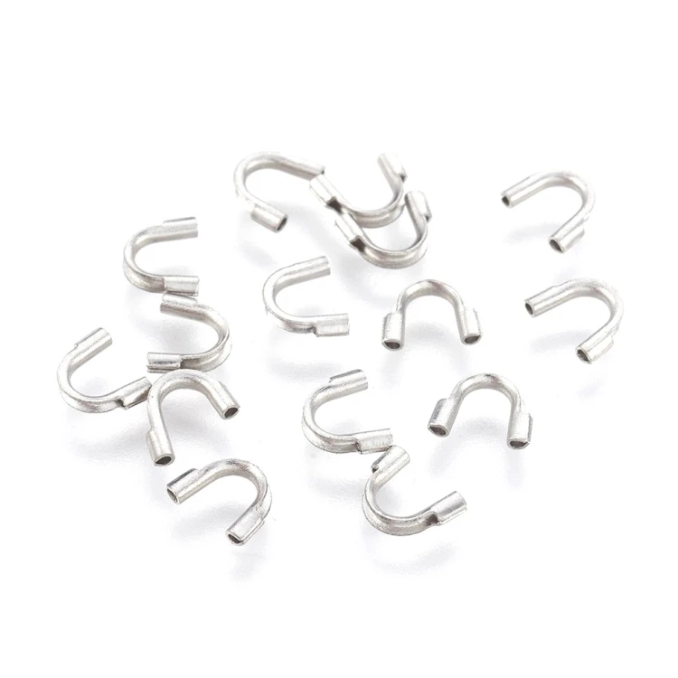 KRZ134 Zakończenia ochronne linki 0,7mm podkówki 6x4,5mm 10szt stal nierdzewna 316 chirurgiczna