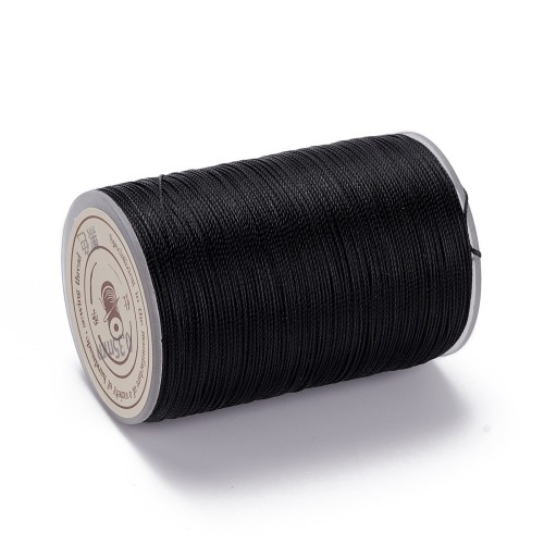 SSK21 Sznurek skręcany woskowany 0,3mm szpula 160m - czarny