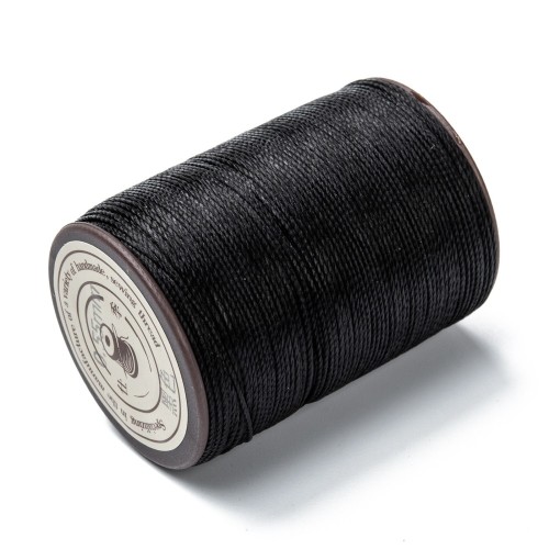 SSK22 Sznurek skręcany woskowany 0,55mm szpula 120m - czarny