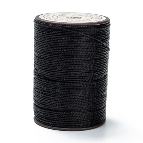 SSK23 Sznurek skręcany woskowany 0,65mm szpula 80m - czarny