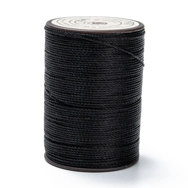 SSK23 Sznurek skręcany woskowany 0,65mm szpula 80m - czarny