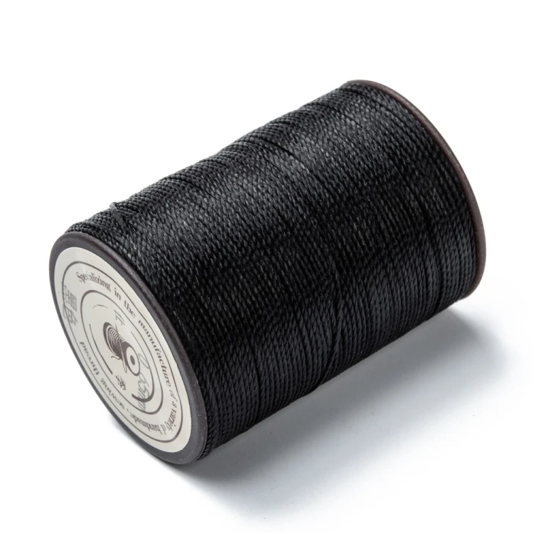 SSK23 Sznurek skręcany woskowany 0,65mm szpula 80m - czarny