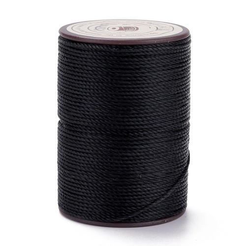 SSK24 Sznurek skręcany woskowany 0,8mm szpula 50m - czarny