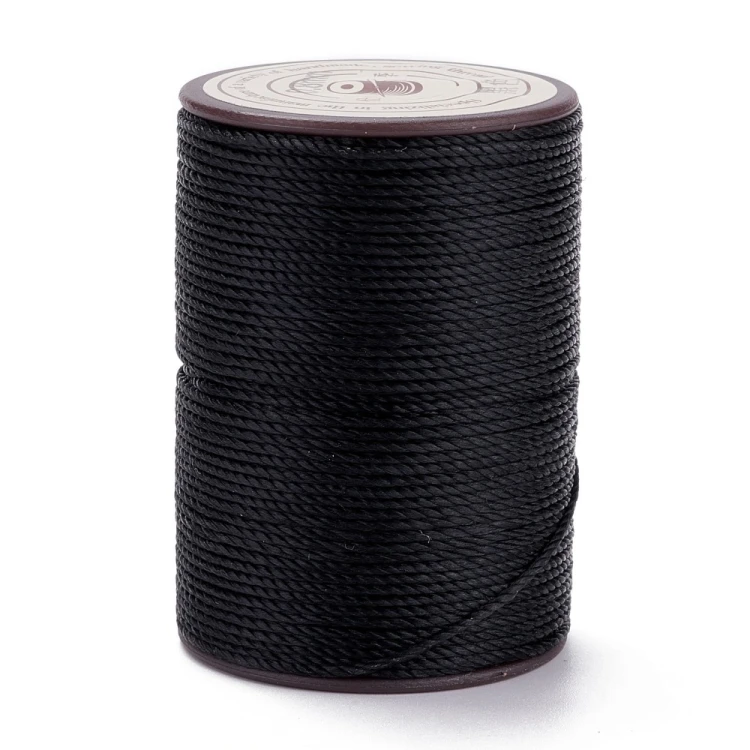 SSK24 Sznurek skręcany woskowany 0,8mm szpula 50m - czarny