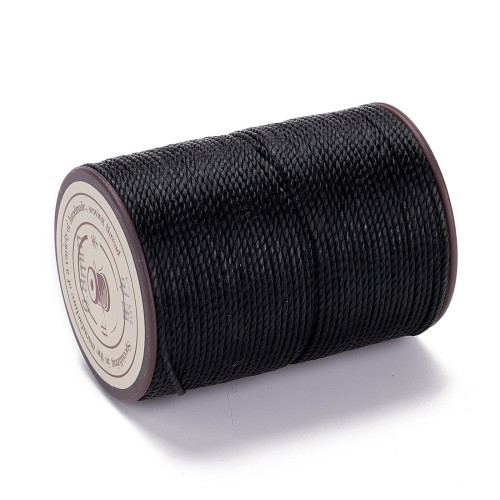 SSK24 Sznurek skręcany woskowany 0,8mm szpula 50m - czarny