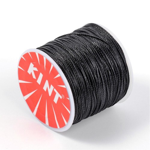 SSK25 Sznurek skręcany woskowany 0,45mm szpula 160m - czarny