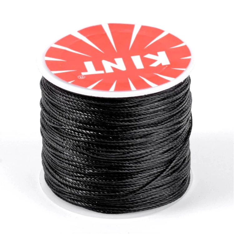 SSK25 Sznurek skręcany woskowany 0,45mm szpula 160m - czarny
