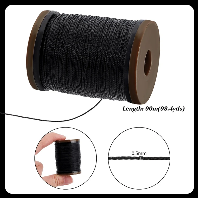 SSK18 Sznurek skręcany woskowany 0,5mm szpula 90m - czarny