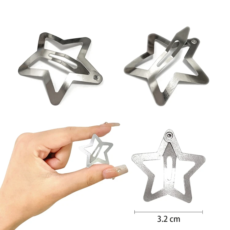 BDS41 Baza spinki do włosów spinka gwiazdka 30mm - c.srebrna