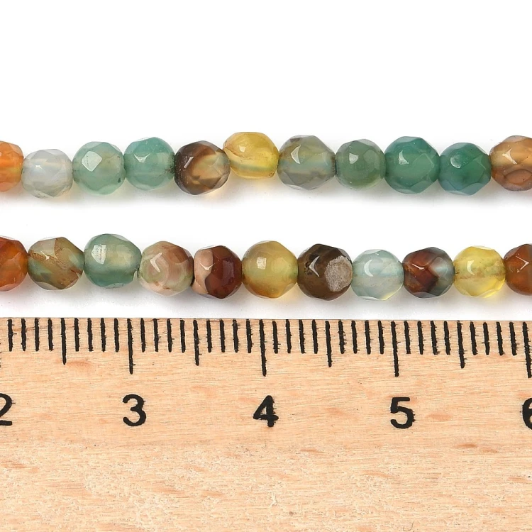 AGF92 Agat kamień naturalny koraliki kule 4mm fasetowane sznur 92szt.