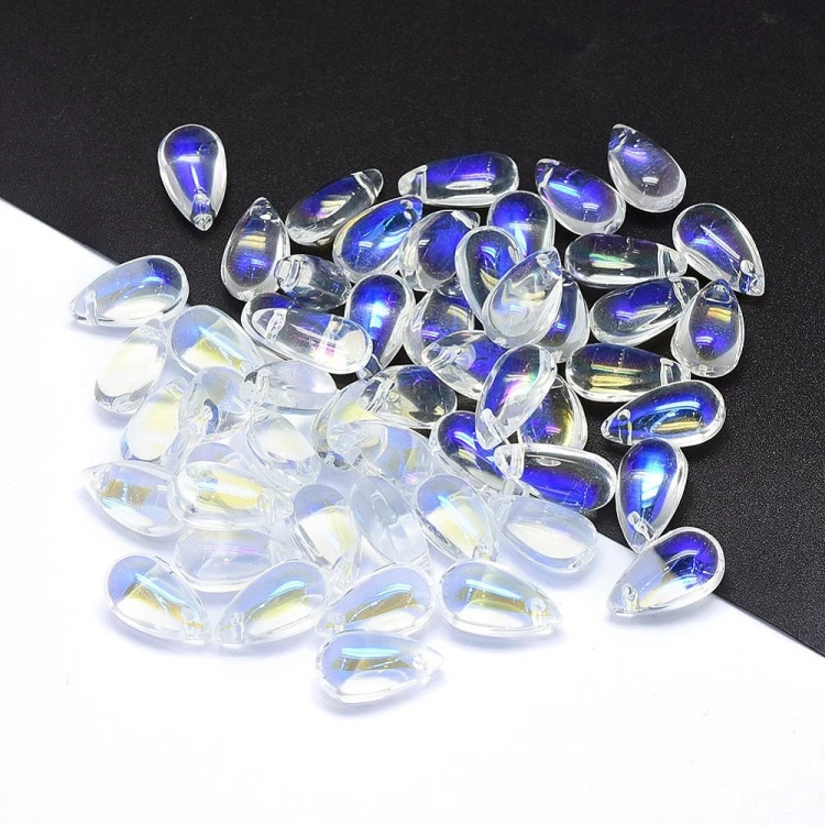 KS146 Koraliki szklane łezki 8x14mm 20szt transparentne AB