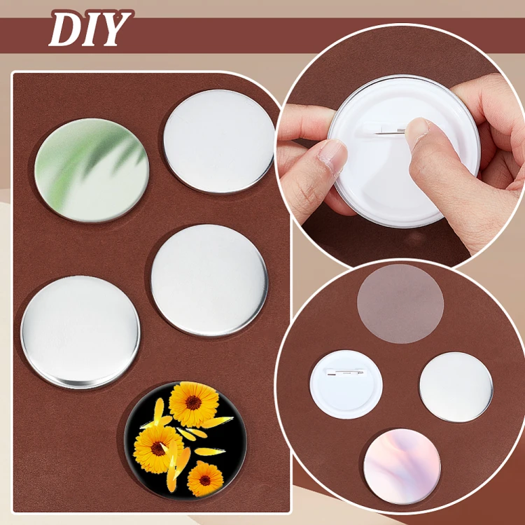 BBR55 Metalowe bazy komponenty do broszek przypinek 58mm z agrafką button diy 100szt