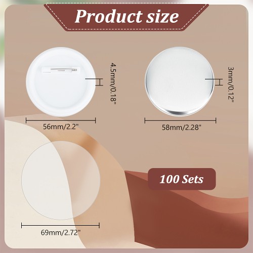 BBR55 Metalowe bazy komponenty do broszek przypinek 58mm z agrafką button diy 100szt