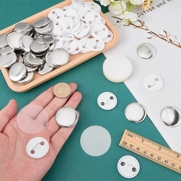 BBR56 Metalowe bazy komponenty do broszek przypinek 32mm z agrafką button diy 100szt